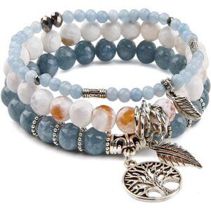 Healing Crystal Bracelets for Women, 8mm Beaded Natural Stone Stretch Chakra